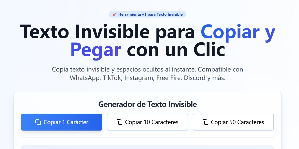 One-click copy of hidden text and invisible characters – textoinvisible.app